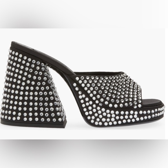 Simon Miller SLICE Platform Rhinestone  Mule Block Flared Heel Sandals Shoes 35 - Picture 13 of 13